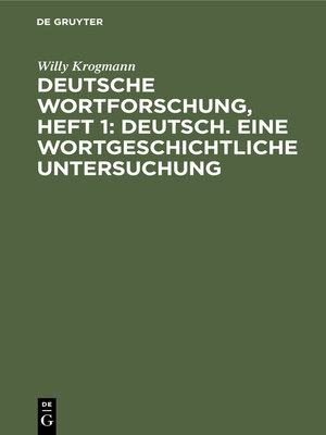 cover image of Deutsche Wortforschung, Heft 1